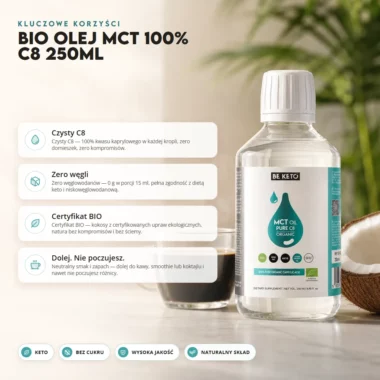 Olej MCT BIO 100% C8 250ml - BeKeto