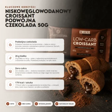 Croissant Niskowęglowodanowy - Podwójna Czekolada 50g - BeKeto