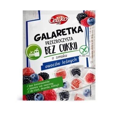 Galaretka Bez Cukru Przezroczysta o Smaku Owoców Leśnych 14g - Celiko