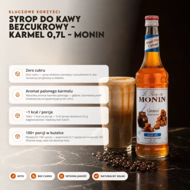 Syrop do Kawy Bezcukrowy - Karmel 0,7l - Monin