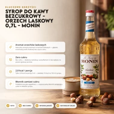 Syrop do Kawy Bezcukrowy - Orzech Laskowy 0,7l - Monin