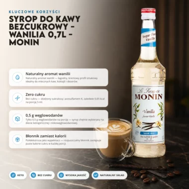 Syrop do Kawy Bezcukrowy - Wanilia 0,7l - Monin