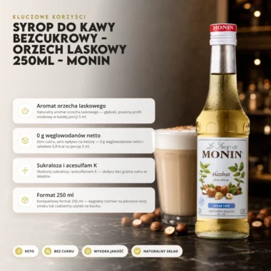 Syrop do Kawy Bezcukrowy - Orzech Laskowy 250ml - Monin