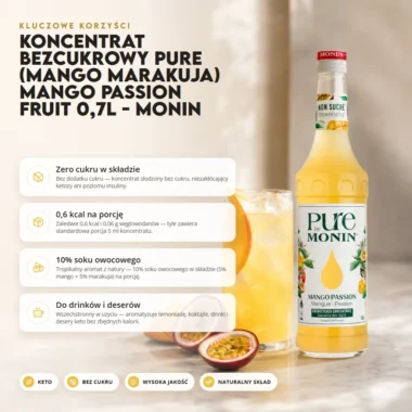 Koncentrat Bezcukrowy PURE (Mango Marakuja) Mango Passion Fruit 0,7l - Monin