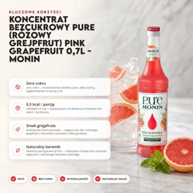 Koncentrat Bezcukrowy PURE (Różowy Grejpfrut) Pink Grapefruit 0,7l - Monin