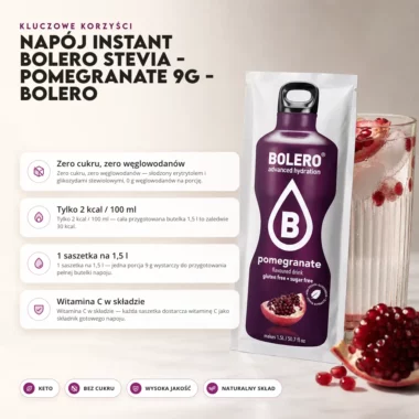 Napój instant Bolero Stevia - Pomegranate 9g - Bolero