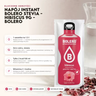 Napój instant Bolero Stevia - Hibiscus 9g - Bolero