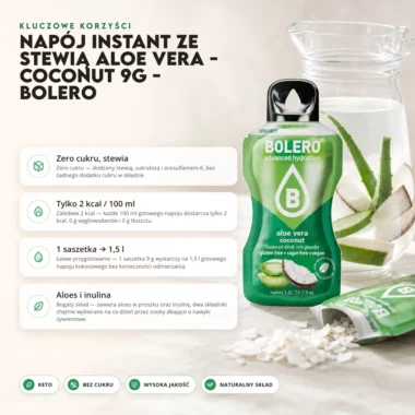 Napój instant ze Stewią Aloe Vera - Coconut 9g - Bolero