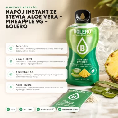 Napój instant ze Stewią Aloe Vera - Pineapple 9g - Bolero