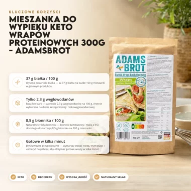 Mieszanka do wypieku keto wrapów proteinowych 300g - AdamsBrot