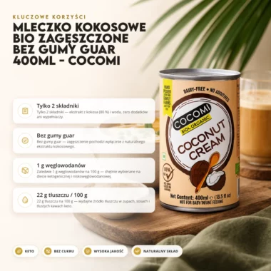 Mleczko kokosowe BIO zagęszczone bez gumy guar 400ml - Cocomi