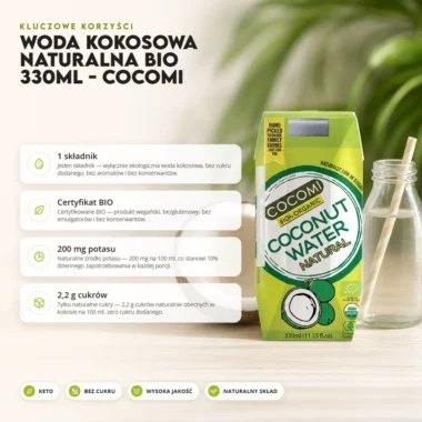 Woda Kokosowa Naturalna BIO 330ml - COCOMI