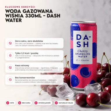 Woda Gazowana Wiśnia 330ml - DASH Water