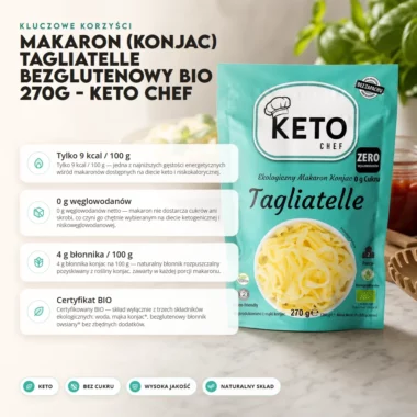 Makaron (Konjac) Tagliatelle Bezglutenowy BIO 270g - Keto Chef