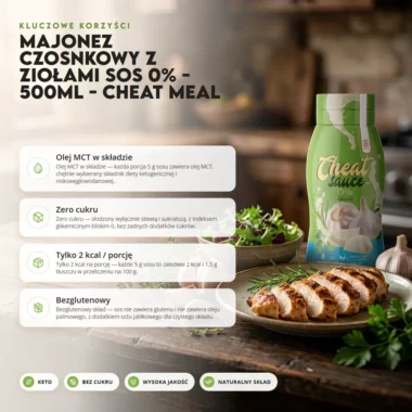 Majonez czosnkowy z ziołami sos 0% - 500ml - Cheat Meal