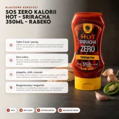 Sos Zero Kalorii Hot - Sriracha 350ml - Rabeko