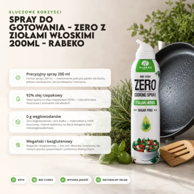 Spray do Gotowania - Zero z Ziołami Włoskimi 200ml - Rabeko