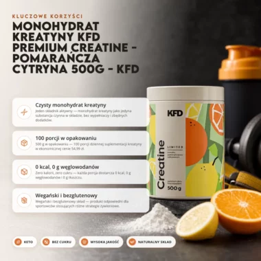 Monohydrat Kreatyny KFD Premium Creatine - Pomarańcza Cytryna 500g - KFD
