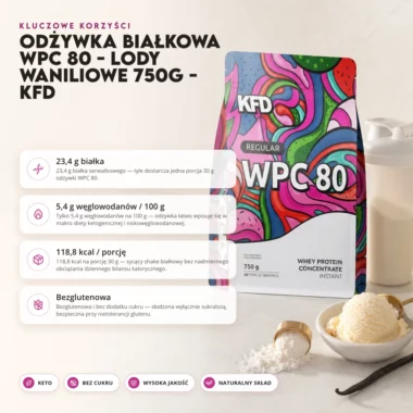 Odżywka Białkowa WPC 80 - Lody Waniliowe 750g - KFD