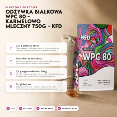 Odżywka Białkowa WPC 80 - Karmelowo Mleczny 750g - KFD
