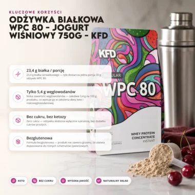 Odżywka Białkowa WPC 80 - Jogurt Wiśniowy 750g - KFD