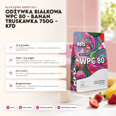 Odżywka Białkowa WPC 80 - Banan Truskawka 750g - KFD