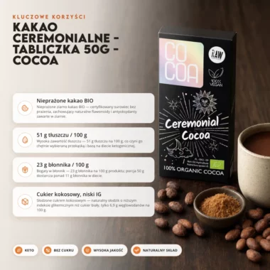 Kakao Ceremonialne - Tabliczka 50g - COCOA