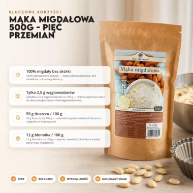 Mąka migdałowa 500g - Pięć Przemian