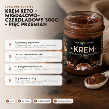 Krem Keto - Migdałowo-Czekoladowy 300g - Pięć Przemian