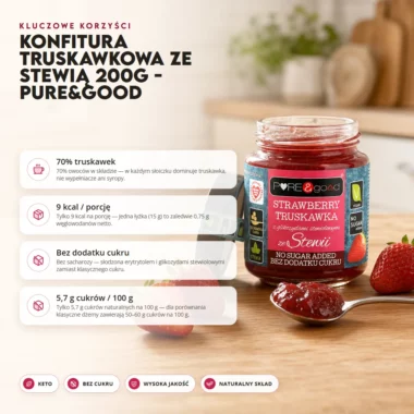 Konfitura Truskawkowa ze Stewią 200g - Pure&Good