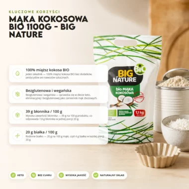 Mąka kokosowa BIO 1100g - Big Nature