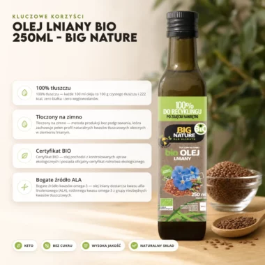 Olej lniany BIO 250ml - Big Nature