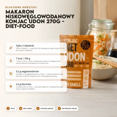 Makaron Niskowęglowodanowy Konjac Udon 270g - Diet-Food