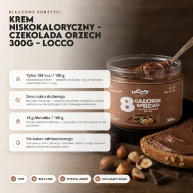 Krem Niskokaloryczny 8 Calories - Czekolada Orzech 300g - Locco