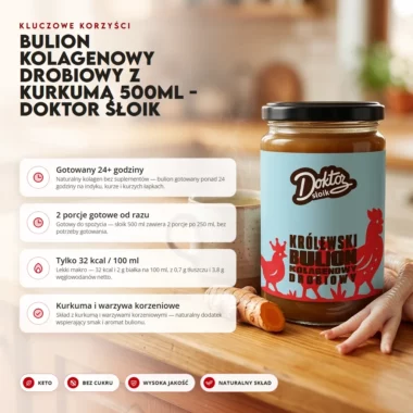Bulion kolagenowy drobiowy z kurkumą 500ml - Doktor Słoik