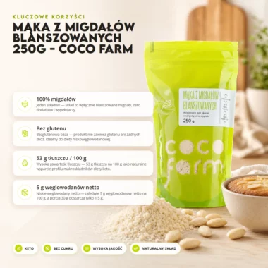 Mąka z migdałów blanszowanych 250g - Coco Farm