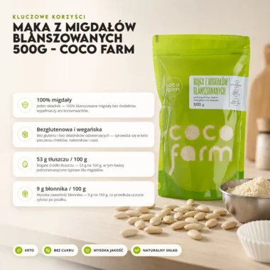 Mąka z migdałów blanszowanych 500g - Coco Farm