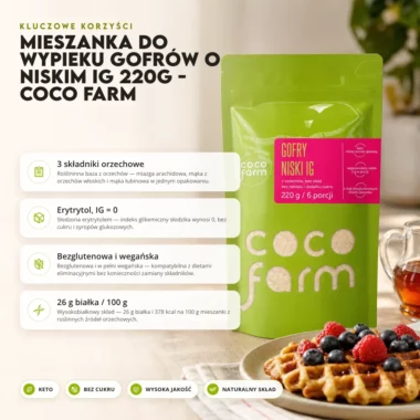 Mieszanka do wypieku gofrów o niskim IG 220g - Coco Farm