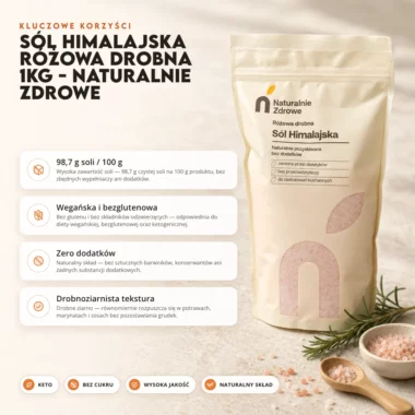 Sól Himalajska Różowa Drobna 1kg - Naturalnie Zdrowe