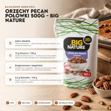 Orzechy Pecan Połówki 500g - Big Nature