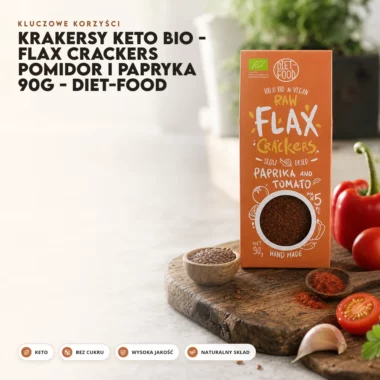 Krakersy Keto BIO - Flax Crackers Pomidor i Papryka 90g - Diet-Food