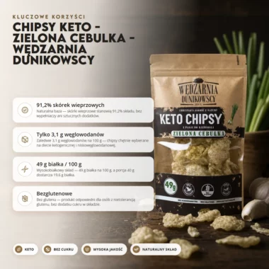 Chipsy Keto - Zielona Cebulka - Wędzarnia Dunikowscy