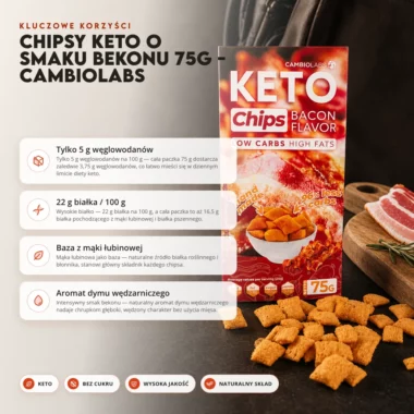Chipsy Keto o Smaku Bekonu 75g - CambioLabs