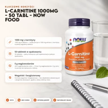 L-Carnitine 1000mg - 50 tabl - Now Food