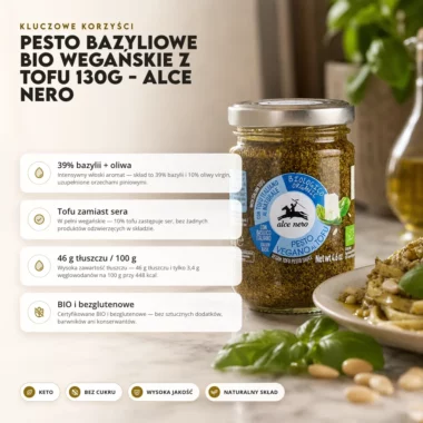 Pesto Bazyliowe BIO Wegańskie z Tofu 130g - Alce Nero