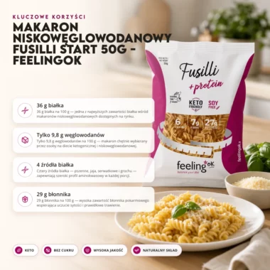 Makaron Niskowęglowodanowy Fusilli Start 50g - FeelingOK