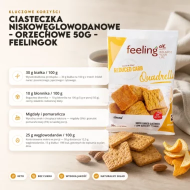 Ciasteczka Niskowęglowodanowe - Orzechowe 50g - FeelingOK