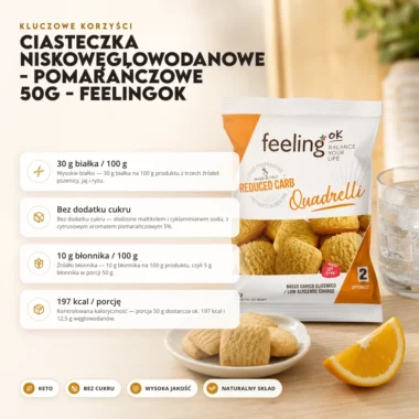 Ciasteczka Niskowęglowodanowe - Pomarańczowe 50g - FeelingOK