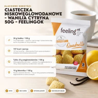 Ciasteczka Niskowęglowodanowe - Wanilia Cytryna 50g - FeelingOK