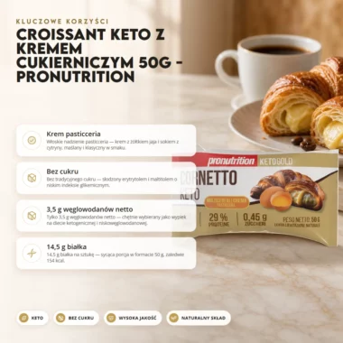 Croissant Keto z Kremem Cukierniczym 50g - Pronutrition